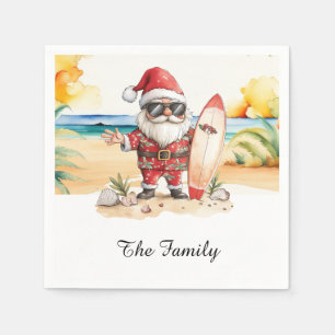 Serviette En Papier SANTA CLAUS à la plage pour Noël en juillet