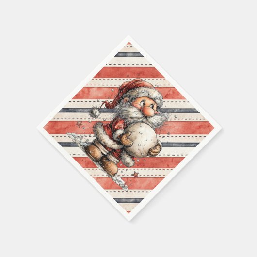 Serviette En Papier Santa Claus and Giant Snowball (Coin)