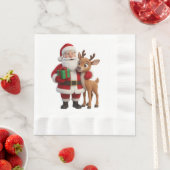 Serviette En Papier Santa Claus and Rudolph Cartoon (En situation)