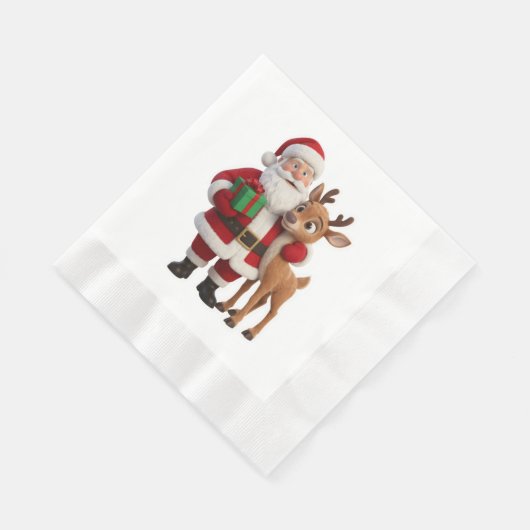 Serviette En Papier Santa Claus and Rudolph Cartoon (Coin)