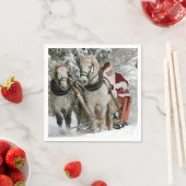 Serviette En Papier Santa Claus Carriage Noël (En situation)