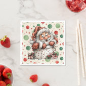 Serviette En Papier Santa Claus Crawling Out of Gift Box (En situation)
