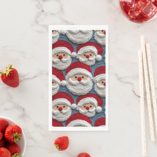 Serviette En Papier Santa Claus crochet motif (En situation)