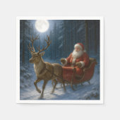 Serviette En Papier Santa Claus Driving a Sleigh In Moonlight (Devant)