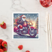 Serviette En Papier Santa Claus en mode motard (En situation)