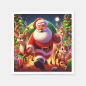 Serviette En Papier Santa Claus et 2 rennes (Devant)