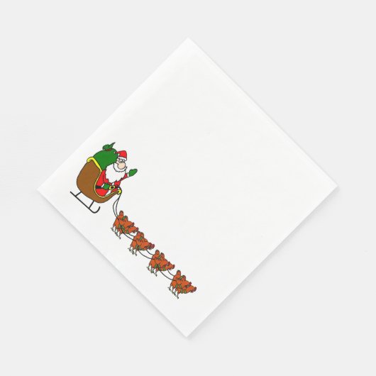 Serviette En Papier Santa Claus Et Poulets Napkin (Coin)