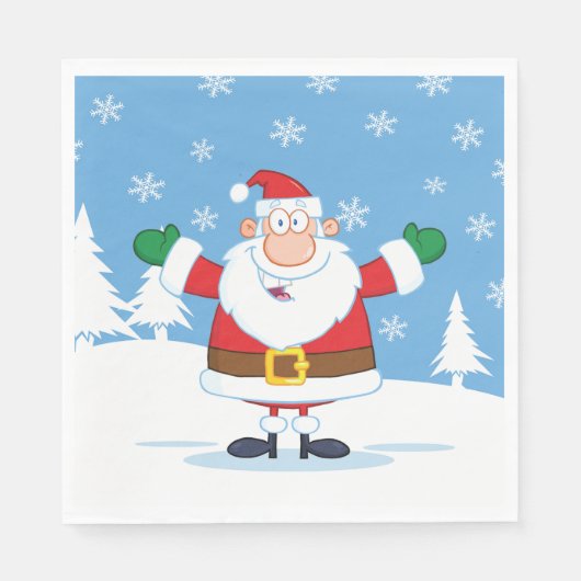 Serviette En Papier Santa Claus in Snowy Winter Scene (Devant)