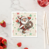Serviette En Papier Santa Claus Kicking A Christmas Wreath (En situation)