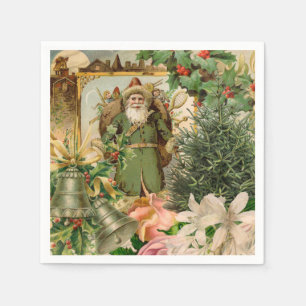 Serviette En Papier Santa Claus Noël Antiquité Belle Art