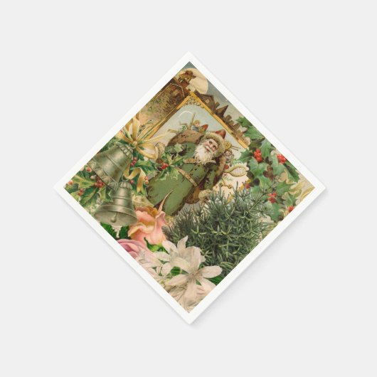 Serviette En Papier Santa Claus Noël Antiquité Belle Art (Coin)