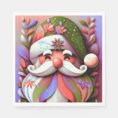 Serviette En Papier Santa Claus Noël rose violet vert (Devant)