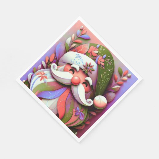 Serviette En Papier Santa Claus Noël rose violet vert (Coin)
