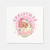 Serviette En Papier Santa Claus rose rétro Vibes de Noël rose Christ (Devant)