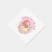 Serviette En Papier Santa Claus rose rétro Vibes de Noël rose Christ (Coin)