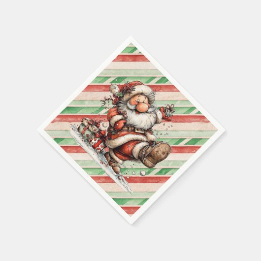 Serviette En Papier Santa Claus Slipping In the Snow (Coin)