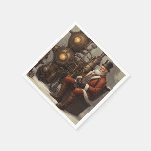 Serviette En Papier Santa Claus Steampunk Design de Noël