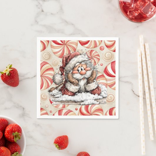 Serviette En Papier Santa Claus Thinking After He Fell (En situation)