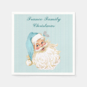 Serviette En Papier Santa Claus victorien Vintage Turquoise