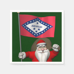 Serviette En Papier Santa Claus With Ensign Of Arkansas