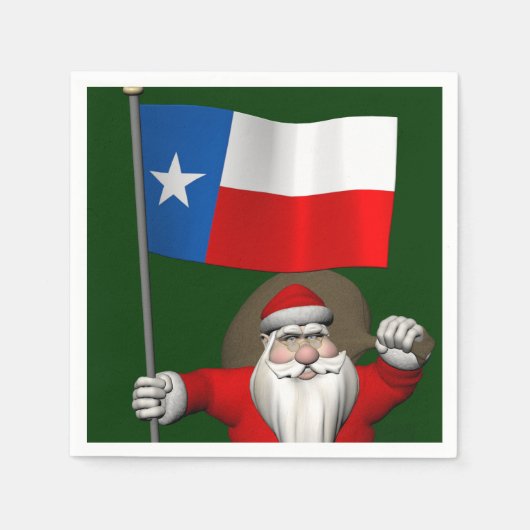 Serviette En Papier Santa Claus with Ensign Of Texas (Devant)