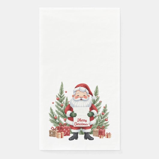 Serviette En Papier Santa Claus Wreath Winter Joyeux Noël (Devant)