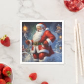 Serviette En Papier Santa Clause Joyeux Noël Bonne année (En situation)
