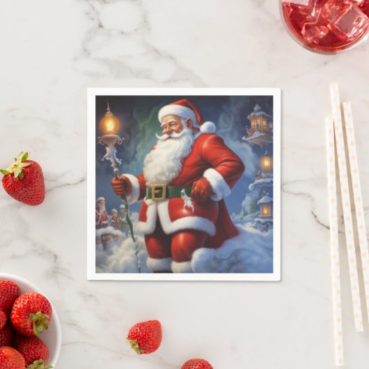 Serviette En Papier Santa Clause Joyeux Noël Bonne année (En situation)
