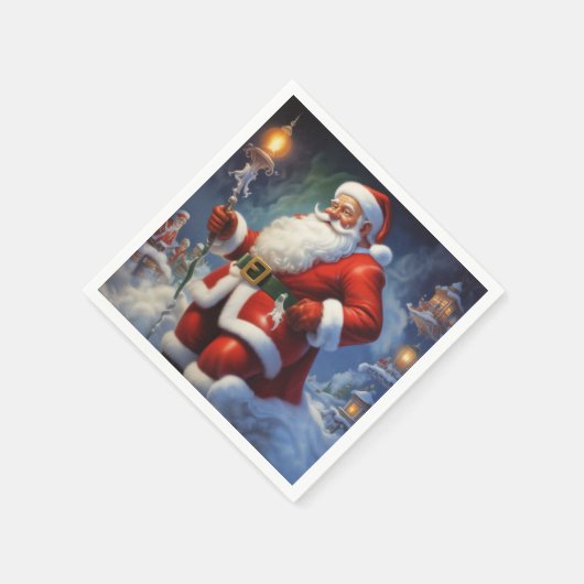 Serviette En Papier Santa Clause Joyeux Noël Bonne année (Coin)