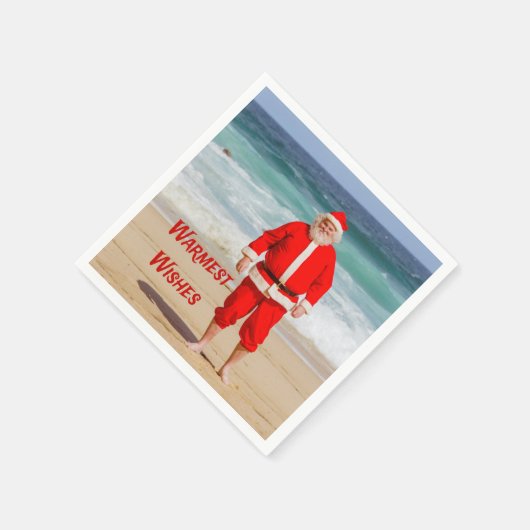 Serviette En Papier Santa Clause sur la plage les plus chauds souhaits (Coin)