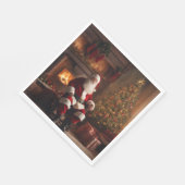 Serviette En Papier Santa Clause with Christmas Tree & Fireplace (Coin)