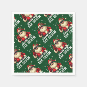 Serviette En Papier Santa dit SIX SEPT – Mème de Noël drôle
