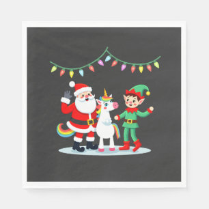 Serviette En Papier Santa Elfe Licorne qui Dabbing Noël Enfants Garçon