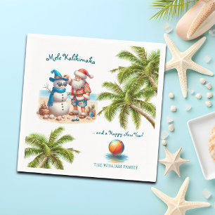 Serviette En Papier Santa et Bonhomme de Neige Mele Kalikimaka Noël