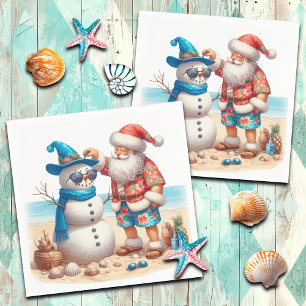 Serviette En Papier Santa et bonhomme de neige Noël île tropicale