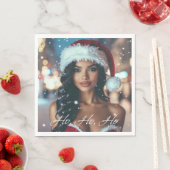Serviette En Papier Santa Girl - Ho Ho Ho - Christmas (En situation)