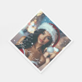 Serviette En Papier Santa Girl - Ho Ho Ho - Christmas (Coin)