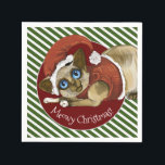 Serviette En Papier Santa Hat&Coat Christmas Kitty<br><div class="desc">Christmas Kitty in a Santa Hat and Coat,  adorable serviettes de chaton siamese personnalisables pour mettre des cookies pour Père Noël Claws ;) Art Copyright pour Erin Cooper</div>