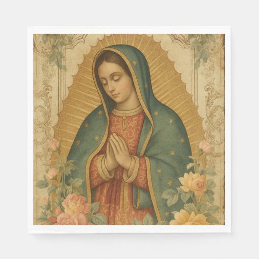 Serviette En Papier Santa Maria, Virgen de Guadalupe Mother Mary Roses (Devant)