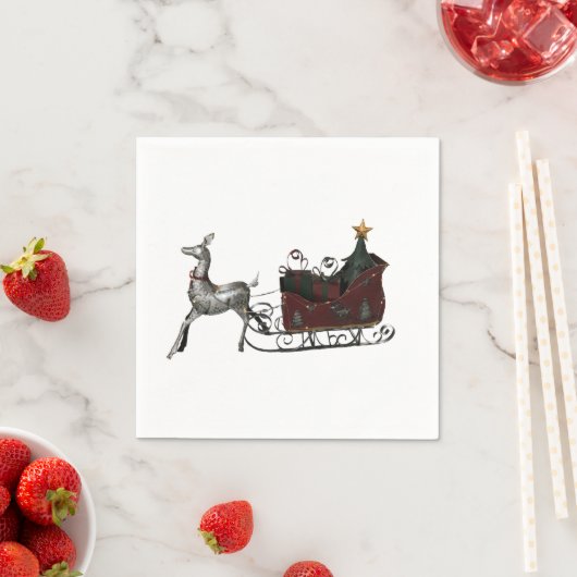 Serviette En Papier Santas Sleigh (En situation)