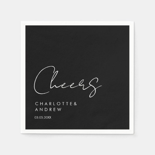 Serviette En Papier Santé! Élégante, minimale, écriture manuscrite (Devant)