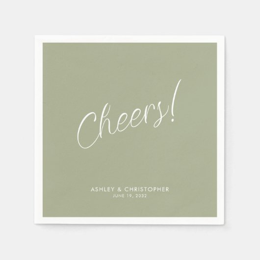 Serviette En Papier Santé! Sage Green Minimal N'Importe Quelle Occasio (Devant)