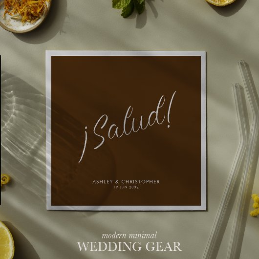 Serviette En Papier ¡Santé ! Walnut Brown Minimal Cocktail pour toutes