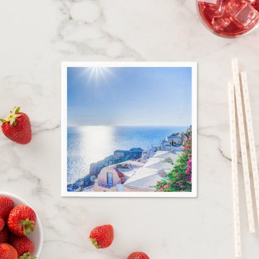 Serviette En Papier Santorin Grèce (En situation)