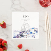 Serviette En Papier Santorin Grèce Mariage Destination été (En situation)