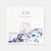 Serviette En Papier Santorin Grèce Mariage Destination été (Devant)