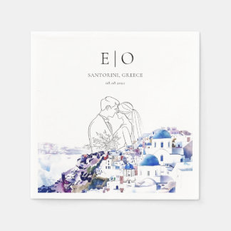 Serviette En Papier Santorin Grèce Mariage Destination été