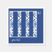 Serviette En Papier Santorini Bleu et blanc Mariage méditerranéen (Devant)