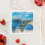 Serviette En Papier Santorini grèce mariage d'été serviettes (En situation)