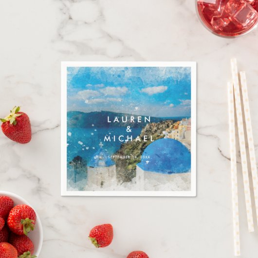 Serviette En Papier Santorini grèce mariage d'été serviettes (En situation)